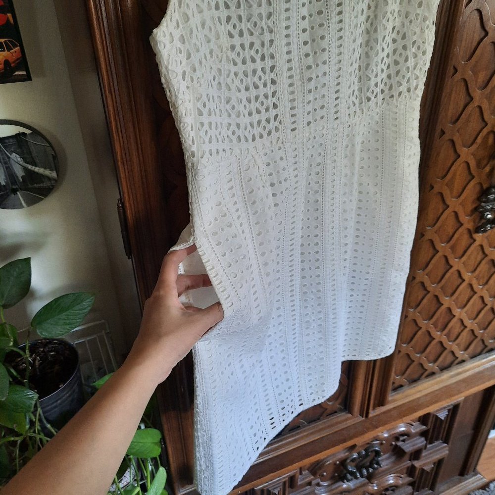 MADEWELL White Eyelet Trail Mini Sleeveless Sheath Dress with Pockets! - 6 - Picture 6 of 16
